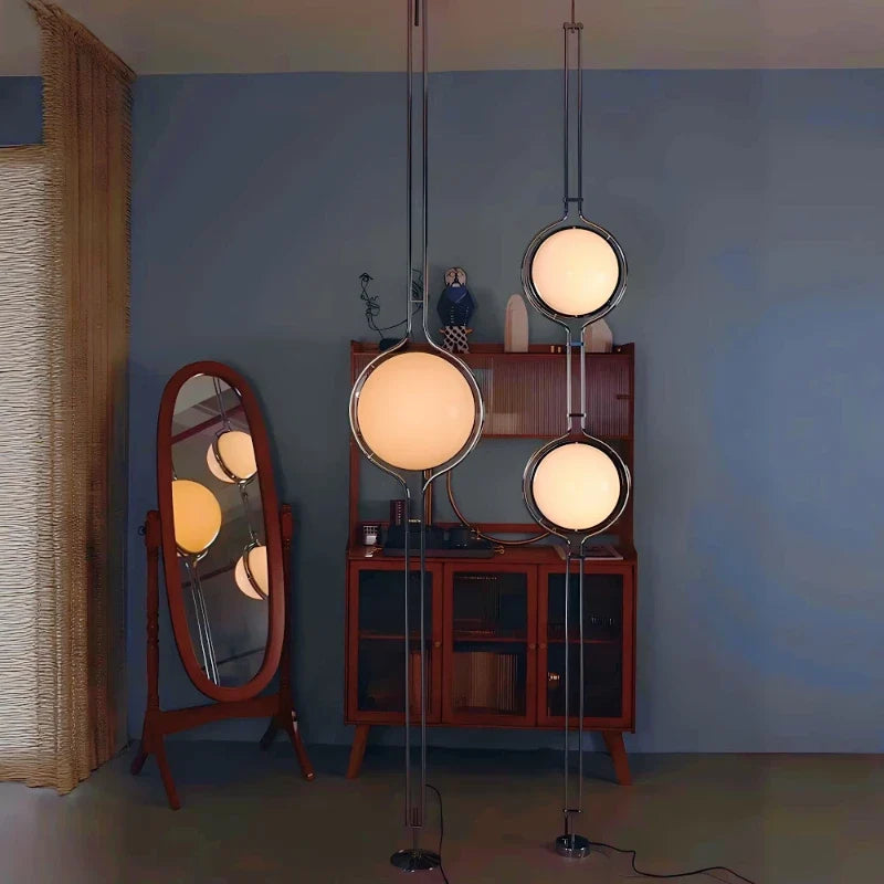 Nordic Designer LED Floor Lamp - Chrome Metal Acrylic Ball Light for Living Room & Hotel Decor