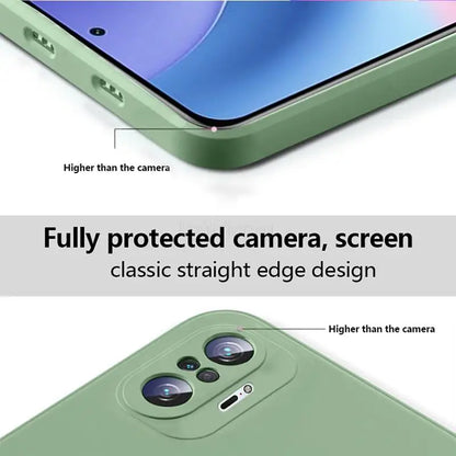 Square Liquid Silicone Phone Case for Xiaomi Redmi Note 10 Pro Max / 10S / 10T 5G Soft Shockproof Protective Cover