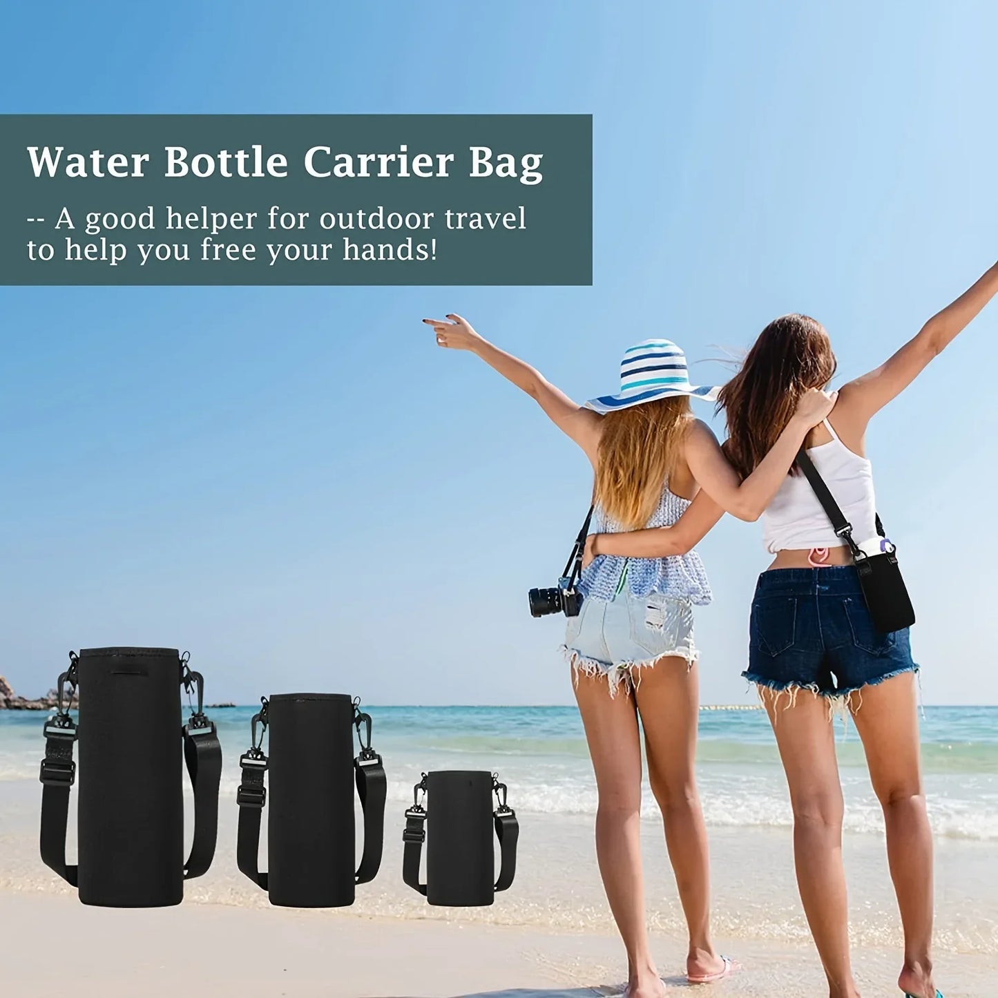 Portable Insulated Water Bottle Holder Bag - Neoprene Thermos Cup Pouch with Adjustable Strap 750ML/1000ML/1500ML