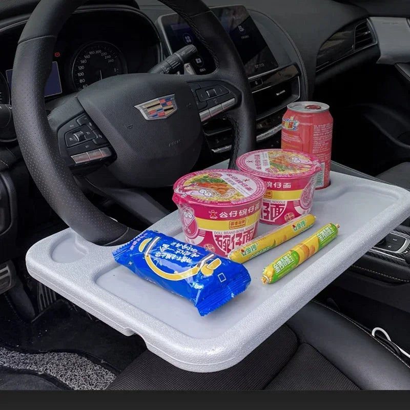 Portable Car Laptop Desk Mount Stand — Steering Wheel Tray Table for Work, Dining & Drinks