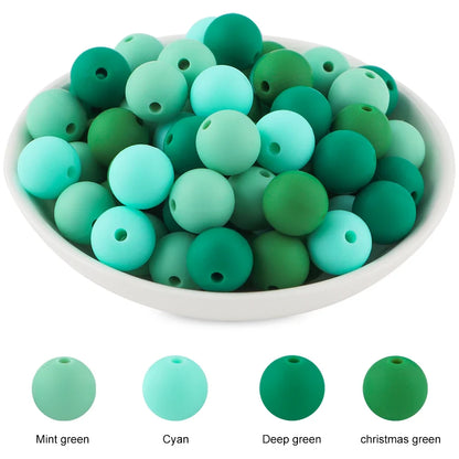 50Pcs Silicone Spacer Beads - 9/12/15mm Round Loose Beads for DIY Necklace Bracelet Jewelry Making