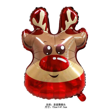 Merry Christmas Foil Balloon Set – Santa Snowman Christmas Tree Elk Cartoon Party Decorations Supplies