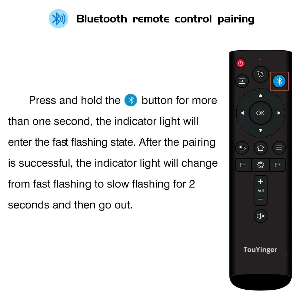 Touyinger 2.4G Bluetooth Projector Remote Control - Wireless Replacement Remote for Q12W Pro Q11W Q10W Plus H6 Pro