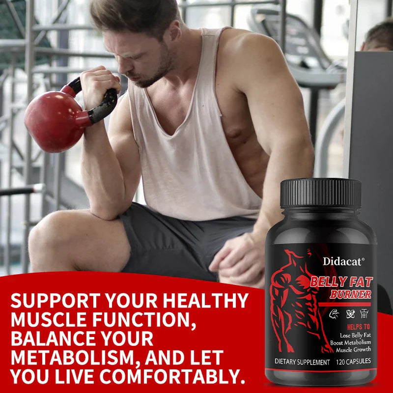 Men’s Belly Fat Burner Supplement – Caffeine-Free Metabolism Support for Fat Reduction, Muscle Definition & Ab Training Support