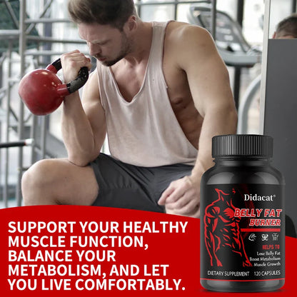 Men’s Belly Fat Burner Supplement – Caffeine-Free Metabolism Support for Fat Reduction, Muscle Definition & Ab Training Support