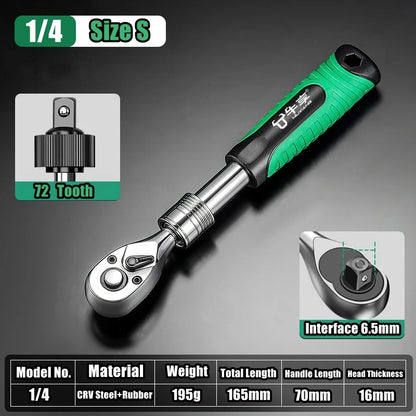 # Telescopic Ratchet Wrench Set - 72-Tooth Quick Release Adjustable Head Tool for Automotive Repair