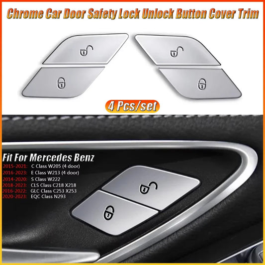 Mercedes-Benz C/E/GLC/Vito ABS Door Lock Button Cover – W205 W213 X253 W447 Car Interior Lock/Unlock Sticker Accessories