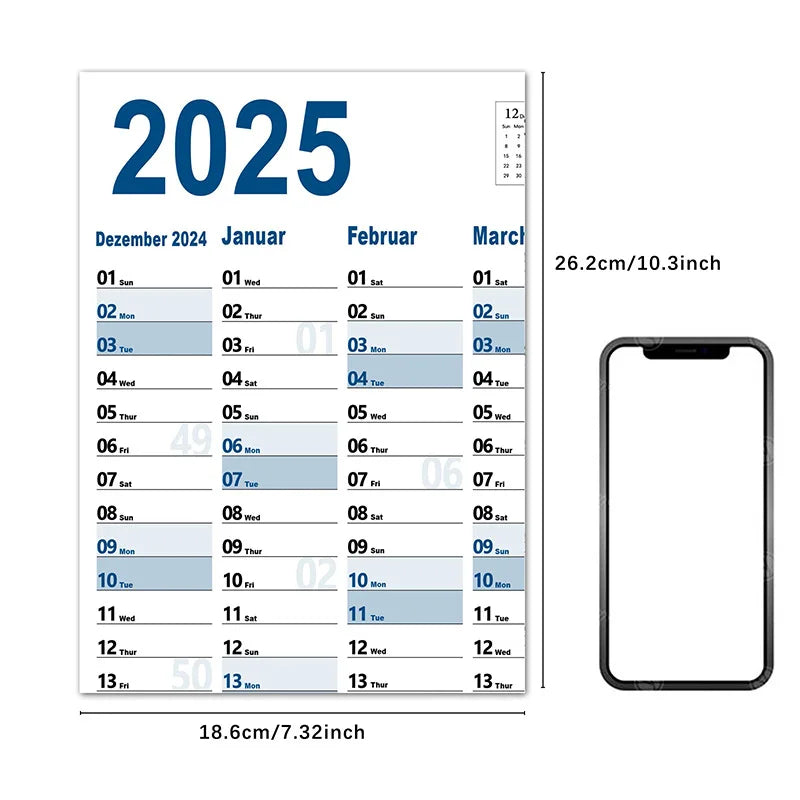 2024-2025 Kawaii Wall Calendar Planner – Large Schedule Organizer, To-Do List, Target Tracker, Office Supplies