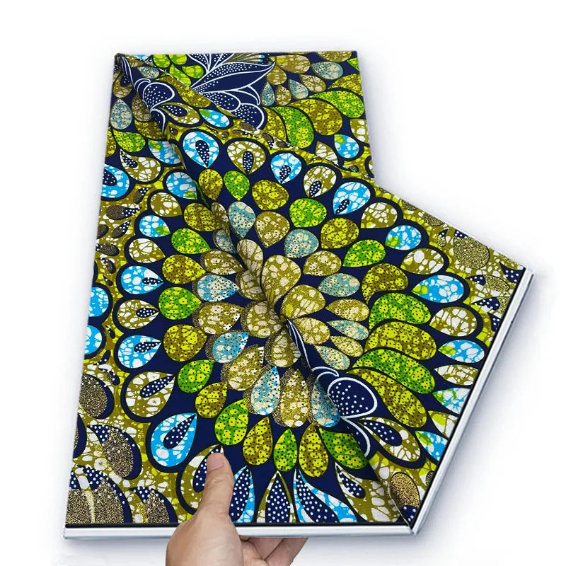 Grand African Glitter Wax Fabric - 6 Yards Soft Cotton Ankara Print Material for Nigerian Clothing