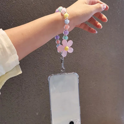 Phone Anti-Lost Lanyard - Colorful Macaron Round Bead Pendant, Women's Handheld Wrist Chain for Mobile Phones