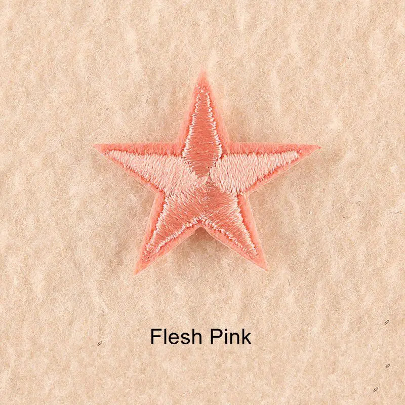 10Pcs Mini Star Embroidery Iron-On Patches – DIY Clothing Appliques Pentagram Stickers for Jackets, Jeans & Bags (Black, White, Gold)