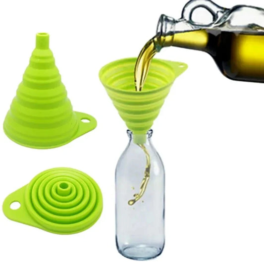 Mini Silicone Foldable Funnel - Collapsible Portable Funnel for Kitchen, Oil, Fuel & More