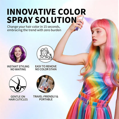 Halloween Hair Color Spray - Washable Temporary Hair Dye for DIY Party Styling, One-Time Color & 8 Shades
