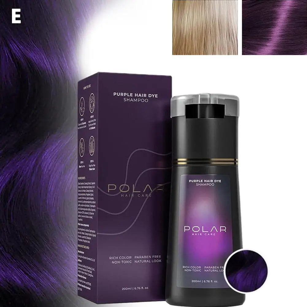 200ml Hair Dye Shampoo - Natural Gray Hair Coverage for Women & Men Semi-Permanent Black Brown Purple Color Kit