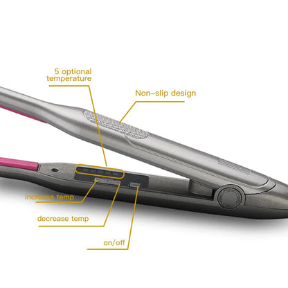 Titanium Mini Flat Iron – Adjustable Temperature Hair Straightener for Men, Pixie, Beard & Bangs