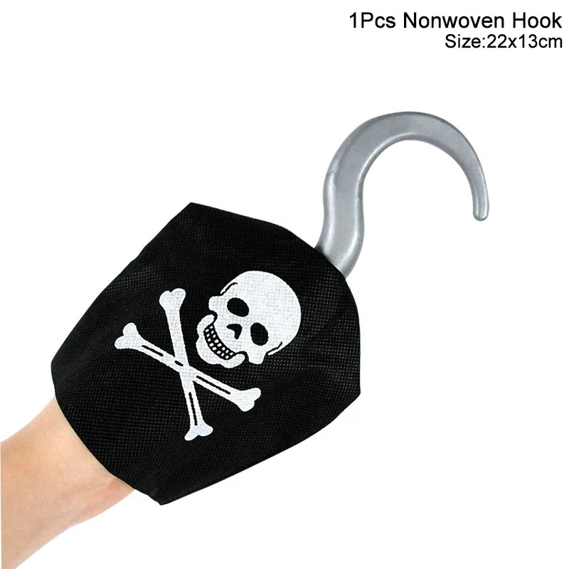 Pirate Party Costume Set - Eye Patch, Coins, Skull Hat & Birthday Decoration Accessories for Kids