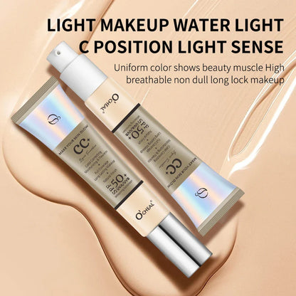 Ocheal 30g CC Cream Foundation – Waterproof Concealer, Moisturizing Sunscreen, SPF 50+, Long-Lasting Brightening Makeup Primer