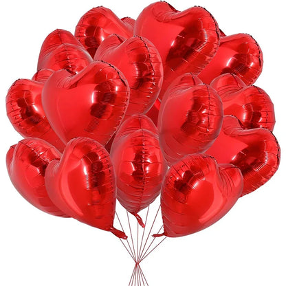 18 Inch Red Heart Foil Balloons - Love Shape Aluminum Balloons for Wedding, Birthday & Home Party Decorations
