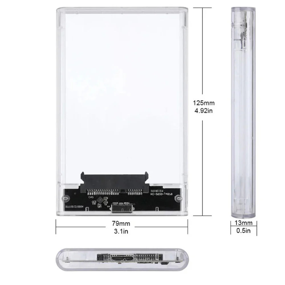 USB 3.0 2.5 Inch HDD Enclosure - SATA SSD Hard Drive Case with 5Gbps Transfer Speed, External Housing with Cable