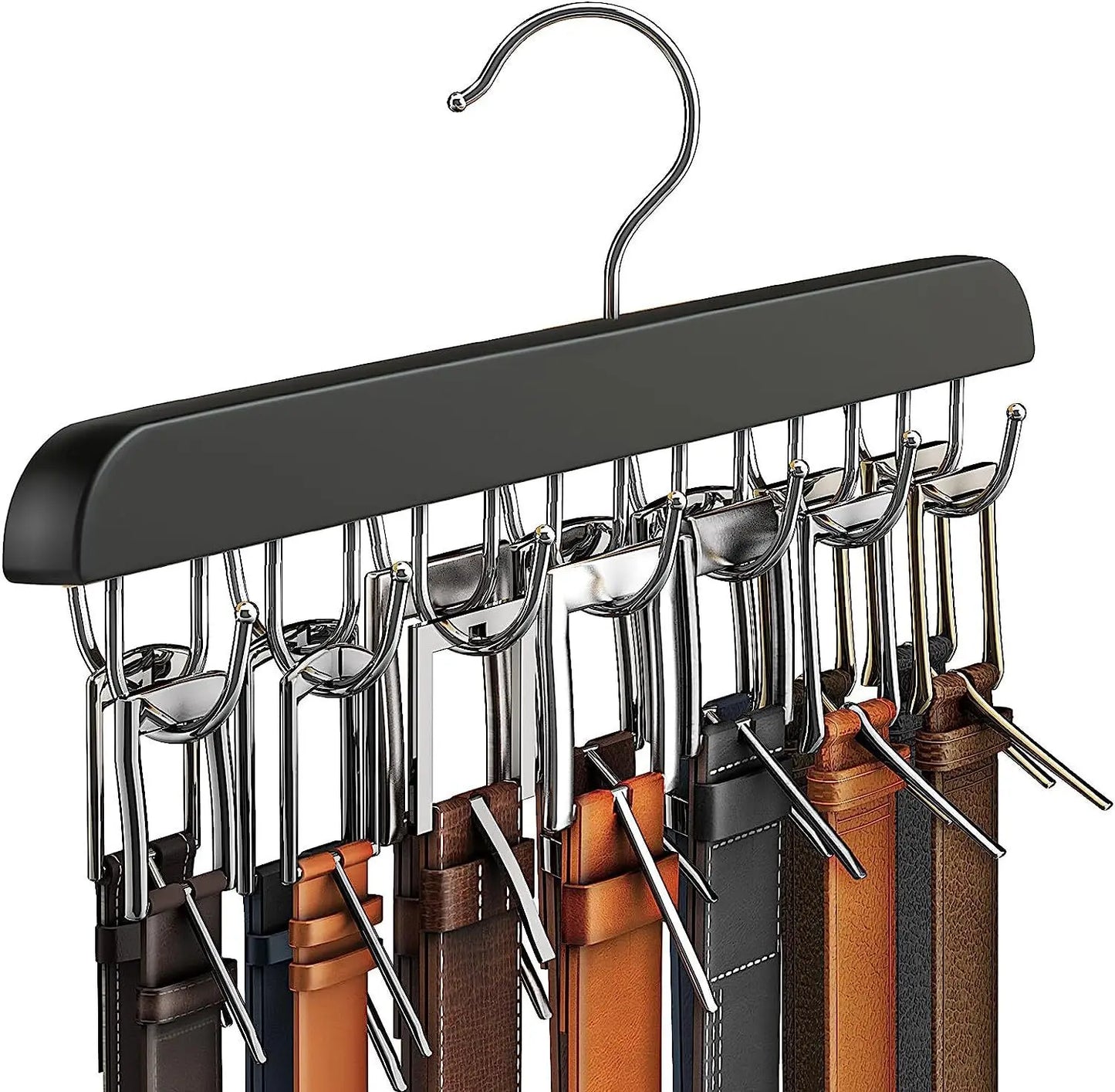 Wooden Belt Rack – Women’s & Men’s Clothes Storage Hanger for Belts, Scarves, Ties, and Wardrobe Organizer