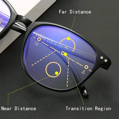3-in-1 Progressive Multifocal Reading Glasses for Women – Easy Focus Eyeglasses for Near & Far Vision +1.0 to +4.0