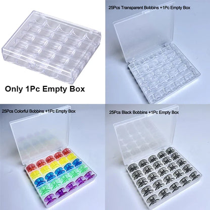 25-Spool Bobbin Storage Box - Plastic Sewing Machine Bobbin Case & Organizer