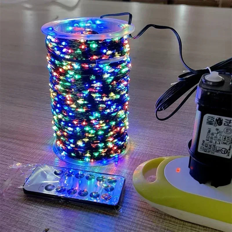1000 LED Green Wire Fairy String Lights | Waterproof Christmas Tree & Holiday Decor, US/EU Plug 110V/220V