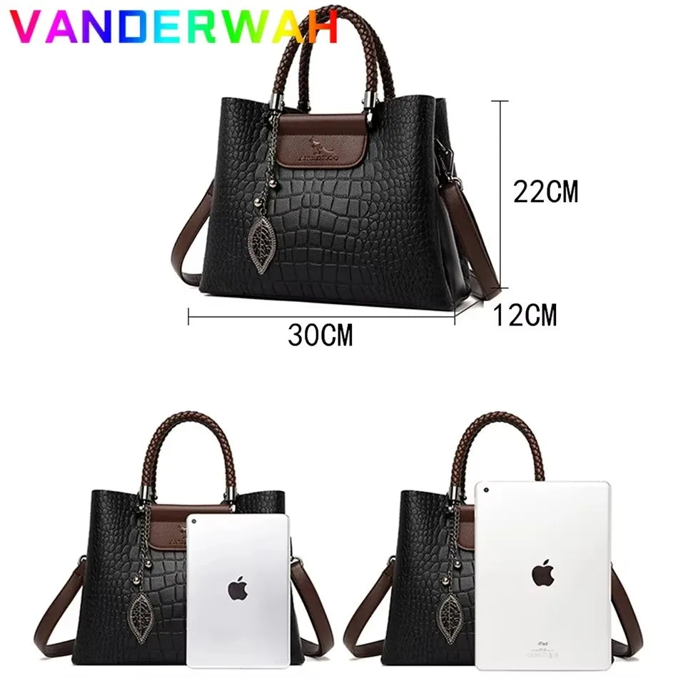 Luxury Women’s Leather Handbag – Large Capacity Shoulder & Crossbody Designer Bag