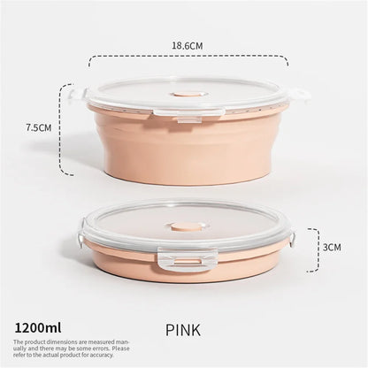 Collapsible Silicone Food Storage Container - Portable Lunch Box with Lid for Microwave & Freezer Use