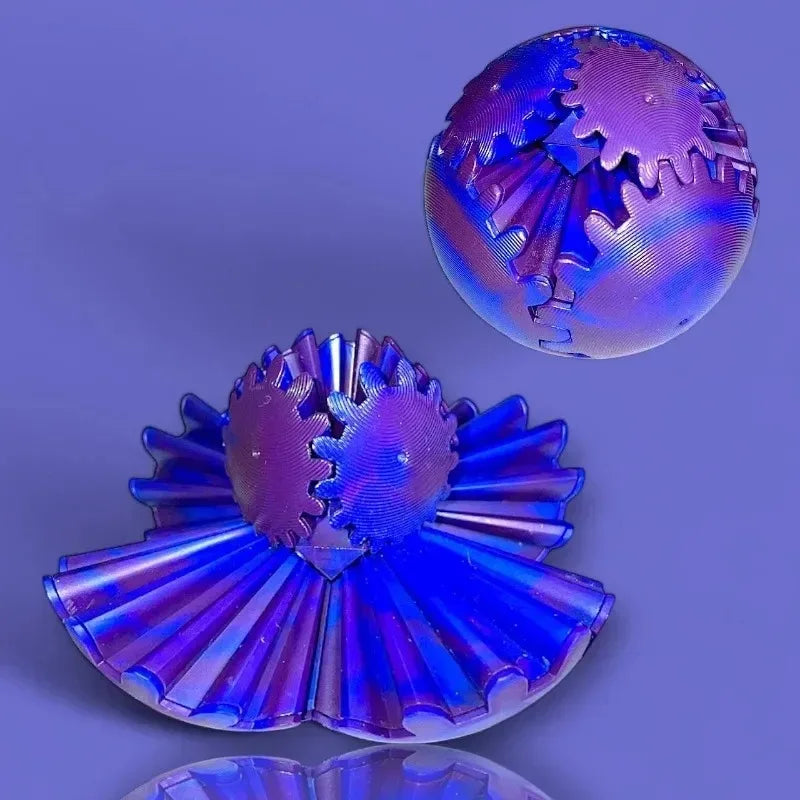 3D Printed Gear Ball Fidget Toy - Spinning Stress Relief Desk Toy for Kids & Adults