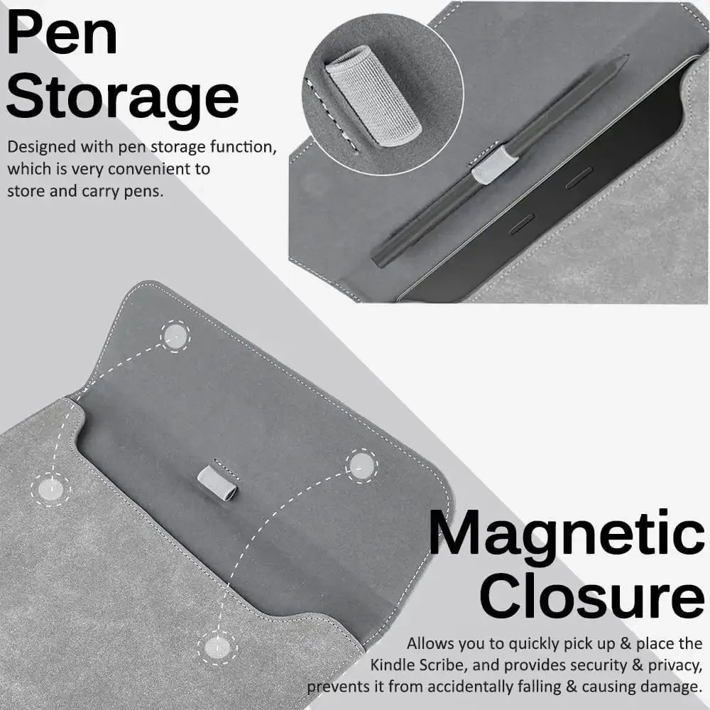 Magnetic PU Leather e-Reader Sleeve - Ultra Slim Protective Carrying Pouch for Onyx Boox Tab Ultra 10C Pro 10.3 Note Air Series