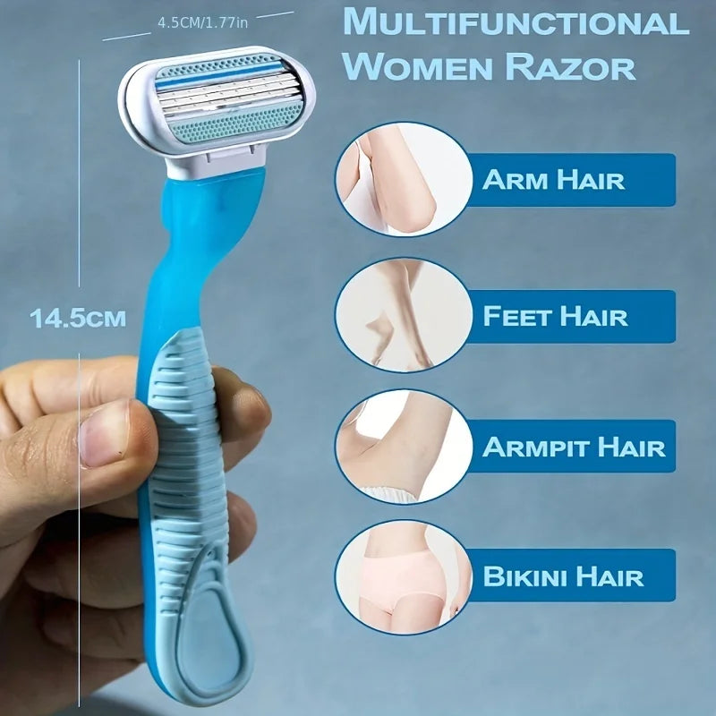 Women’s 3-Layer Manual Razor – Replaceable Head Shaver for Armpit, Leg & Bikini Hair Removal