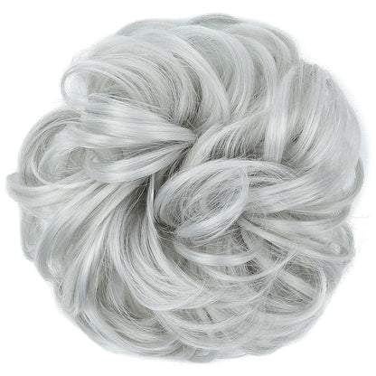 Synthetic Messy Hairpiece Chignon Scrunchie – Blonde & Brown Donut Bun for Women, Elastic Daily Use Hair Extension H9