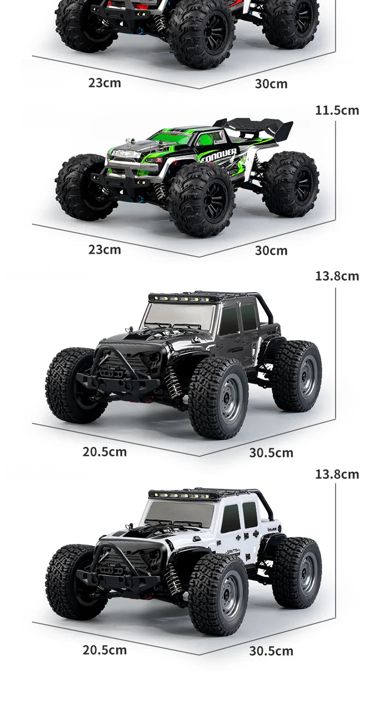 16103 Fast RC Cars – 50km/h 1/16 Off-Road 4WD Monster Truck with LED Headlights, 2.4G Waterproof Remote Control for Adults & Kids