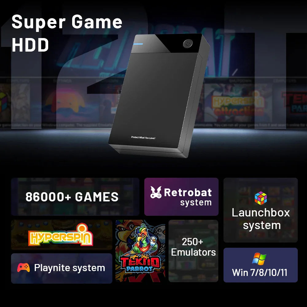12TB Gaming HDD with 86,000+ Retro Games for PS3/PS2/PS/Wii/WiiU - Hyperspin, Launchbox, Retrobat, Playnite Support