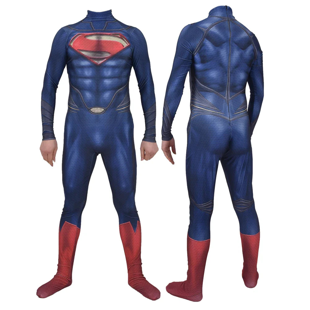 Adults The Man of Steel Cosplay Costume – Superhero Zentai Bodysuit Jumpsuit for Halloween and Party