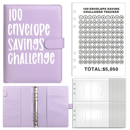 100 Day Couple's Challenge Journal – PU Leather Loose-Leaf Savings Book with Magnetic Buckle, Save & Make Money Notebook