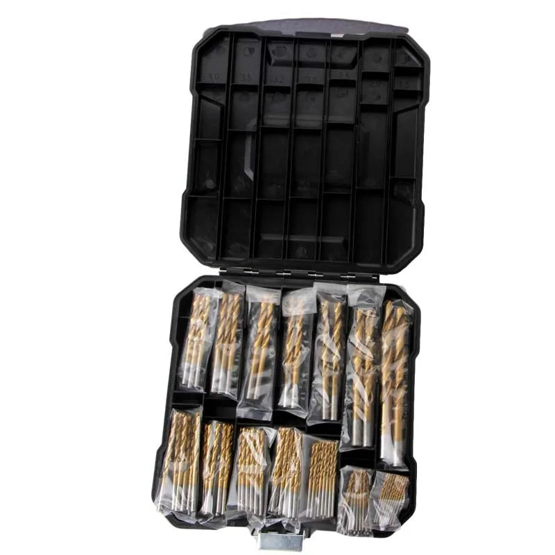 Titanium Coated High Speed Steel Drill Bit Set - 50/99pcs Hex Shaft Twist Bits for Metal Wood & Plastic Drilling