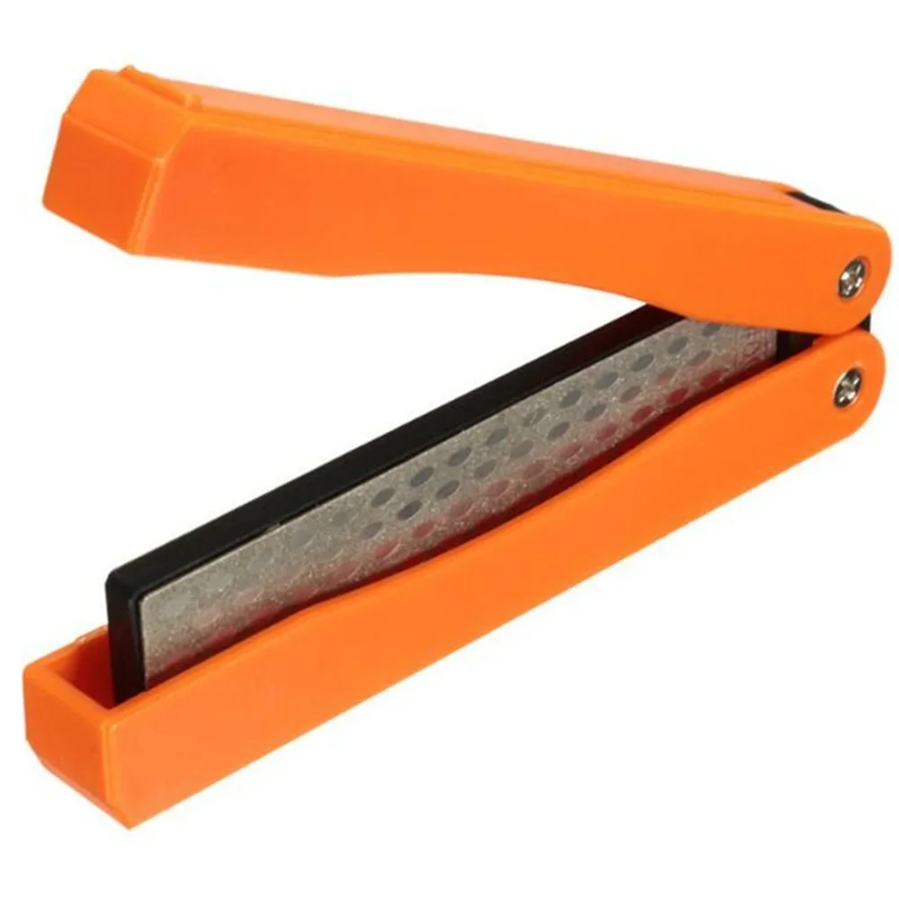 Portable Folding Knife Sharpener - Double Sided Diamond Sharpening Stone for Outdoor Pocket Knives