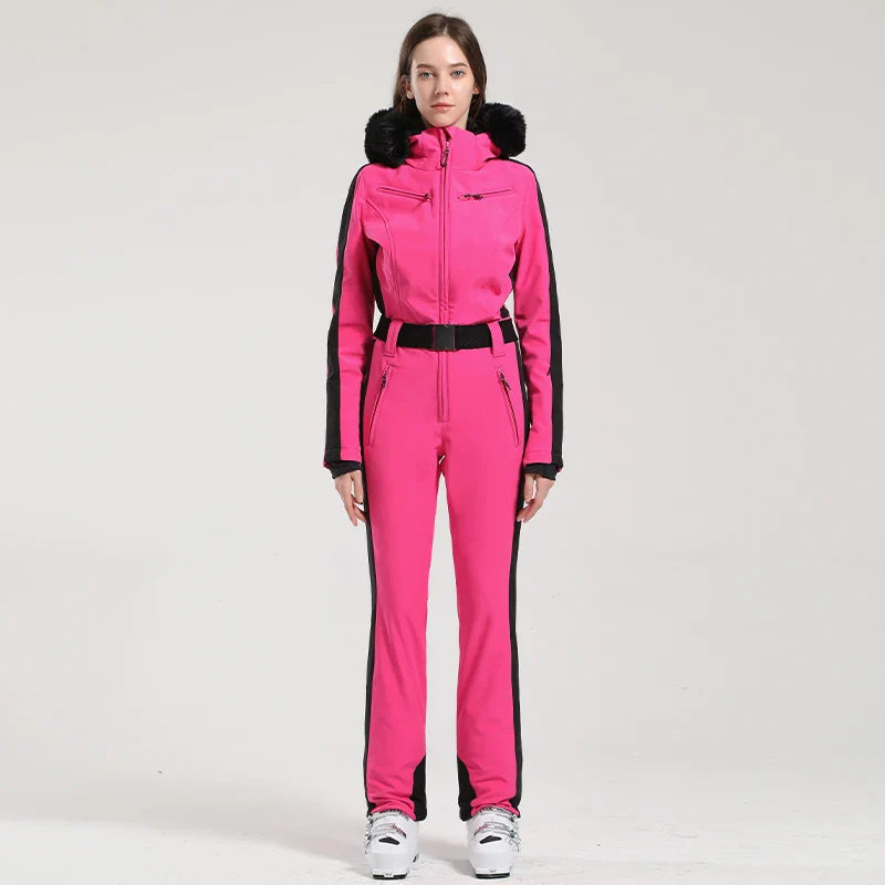 Gsou Women’s Winter Snow Jumpsuit – One-Piece Ski Suit, Thermal Waterproof & Windproof Outdoor Sportswear for Snowboarding