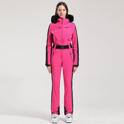 Gsou Women’s Winter Snow Jumpsuit – One-Piece Ski Suit, Thermal Waterproof & Windproof Outdoor Sportswear for Snowboarding