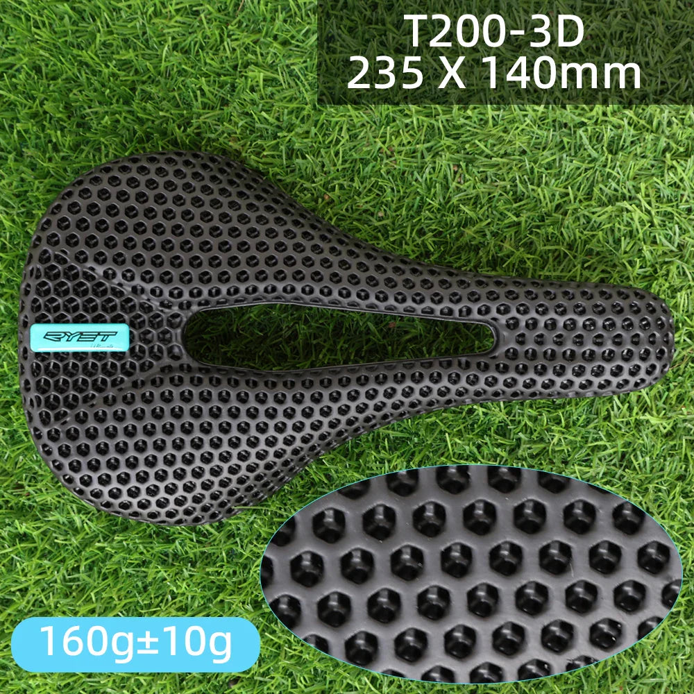 RYET 3D Printed Carbon Bike Saddle — 140/142mm Super Light EVA Road & MTB Racing Seat Cushion