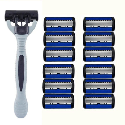 Men’s 6-Layer Stainless Steel Shaver – Classic Detachable & Reusable Razor Blade
