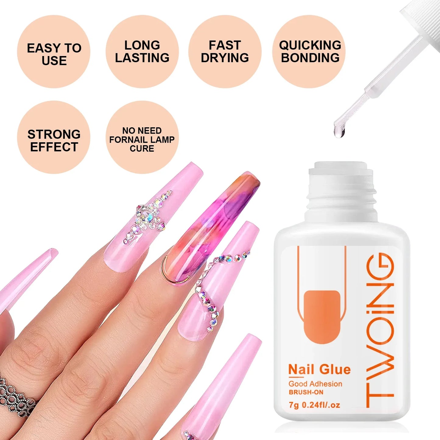 5pcs/2pcs Super Strong Nail Glue – 7g for False Nails, Acrylic, Press-On & Nail Art Decoration, Lasting Adhesion