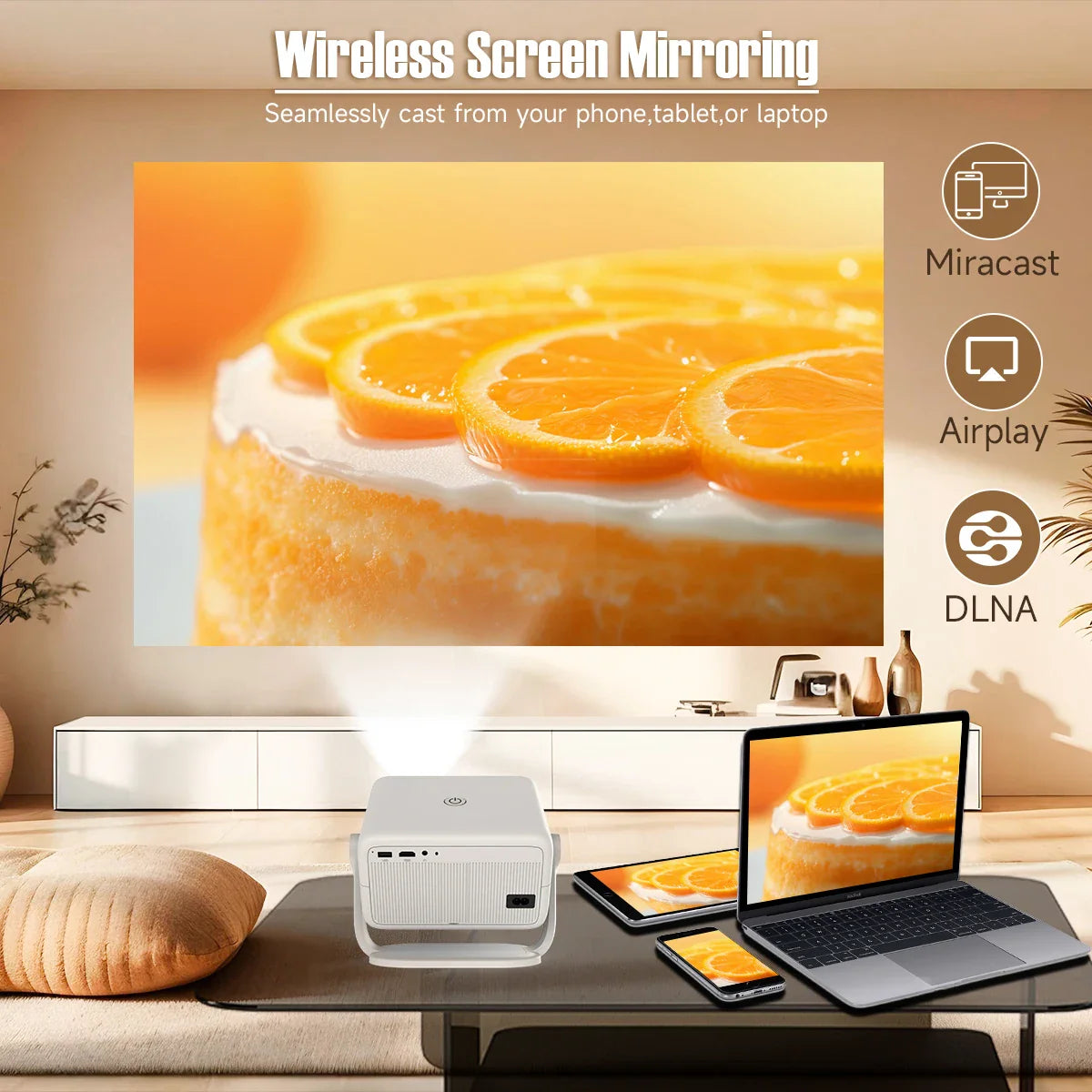 Magcubic Native 1080P 650ANSI 4K L018 Projector - 360° Auto Keystone Focus, Wifi6, BT5.2, Air Mouse, Portable Outdoor