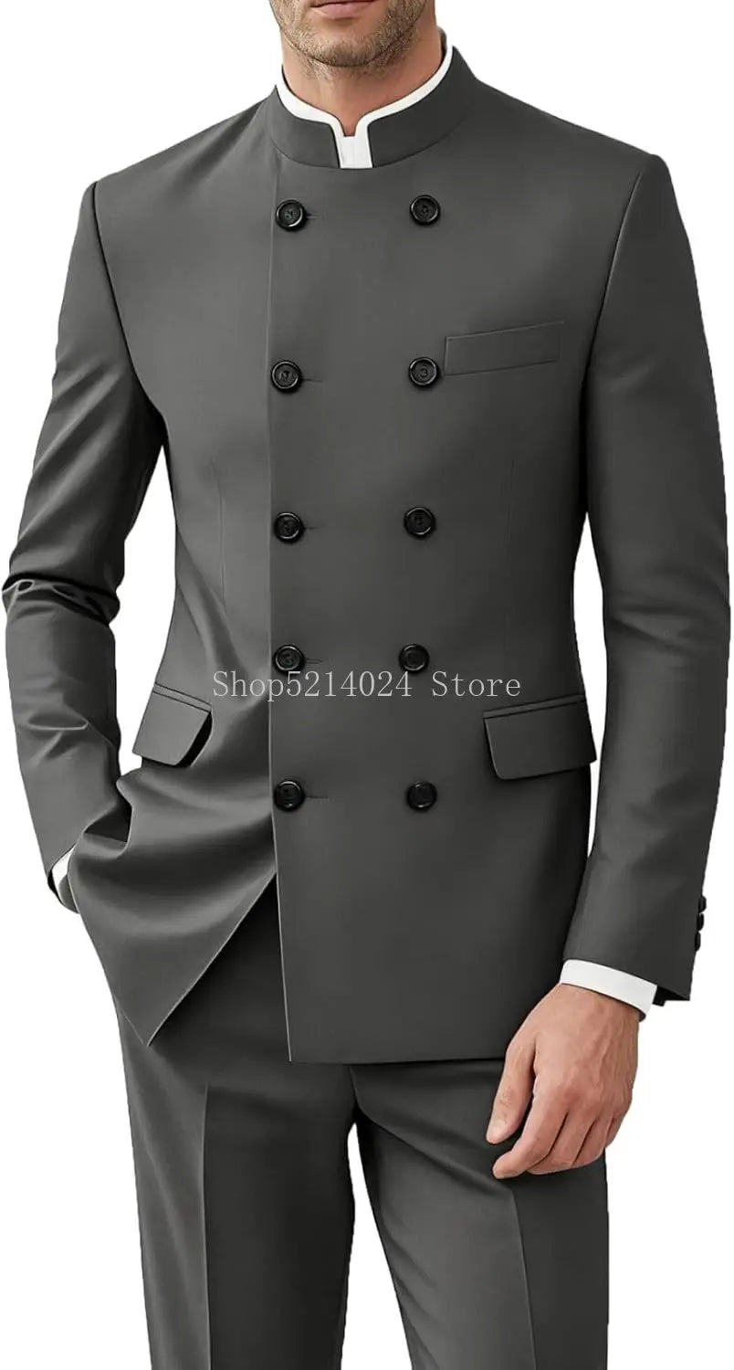 Men's 2-Piece Suit Set - Gold Button Jacket and Pants for Weddings & Formal Events