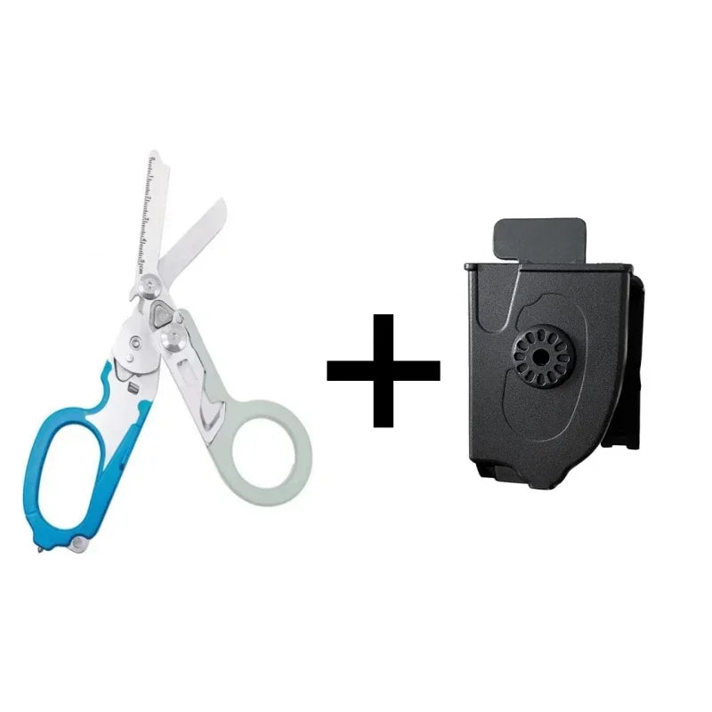 Folding Trauma Scissors - Emergency Rescue Cutter with Glass Breaker for Outdoor Use