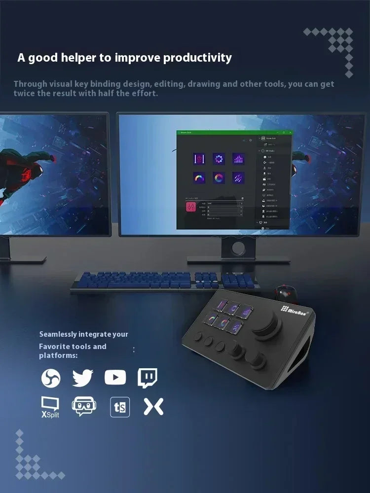 Mirabox N3 Streamdeck Keypad — Mini Customizable Macro Keyboard with Screen & Knob for Desktop