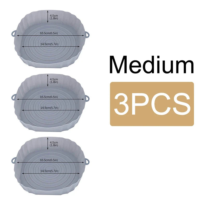 Reusable Air Fryer Silicone Pot & Baking Tray Set – 1/2/3PCS Silicone Basket for Pizza, Fried Chicken & Grill