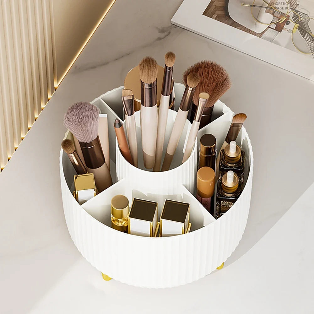360° Rotating Makeup Organizer - Large Capacity Cosmetic Storage Box for Lipstick, Brushes & Bathroom Vanity